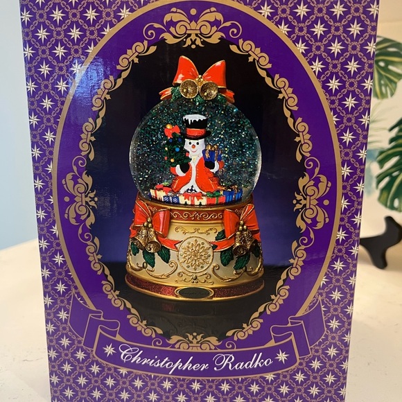 Christopher Radko Snowman Snow Rotation Blowing Snow Globe Wind Up Music 2013 - Picture 2 of 6